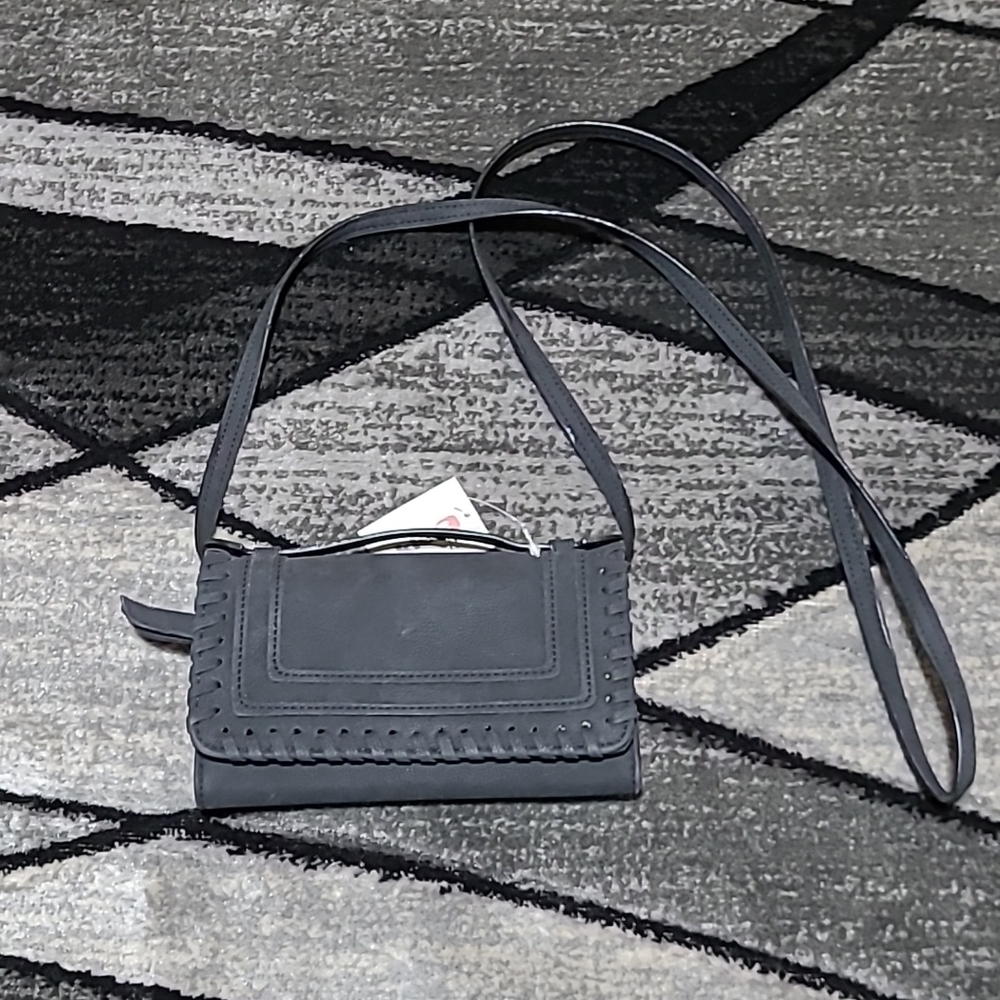 Buckle Black Faux Leather Crossbody Purse PRICE FIRM